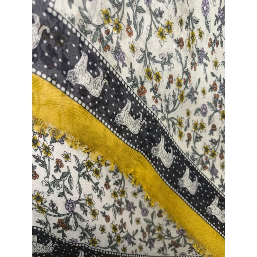LOFT Ann Taylor Floral Tiger Scarf Wrap Shawl Yellow Boho Chic